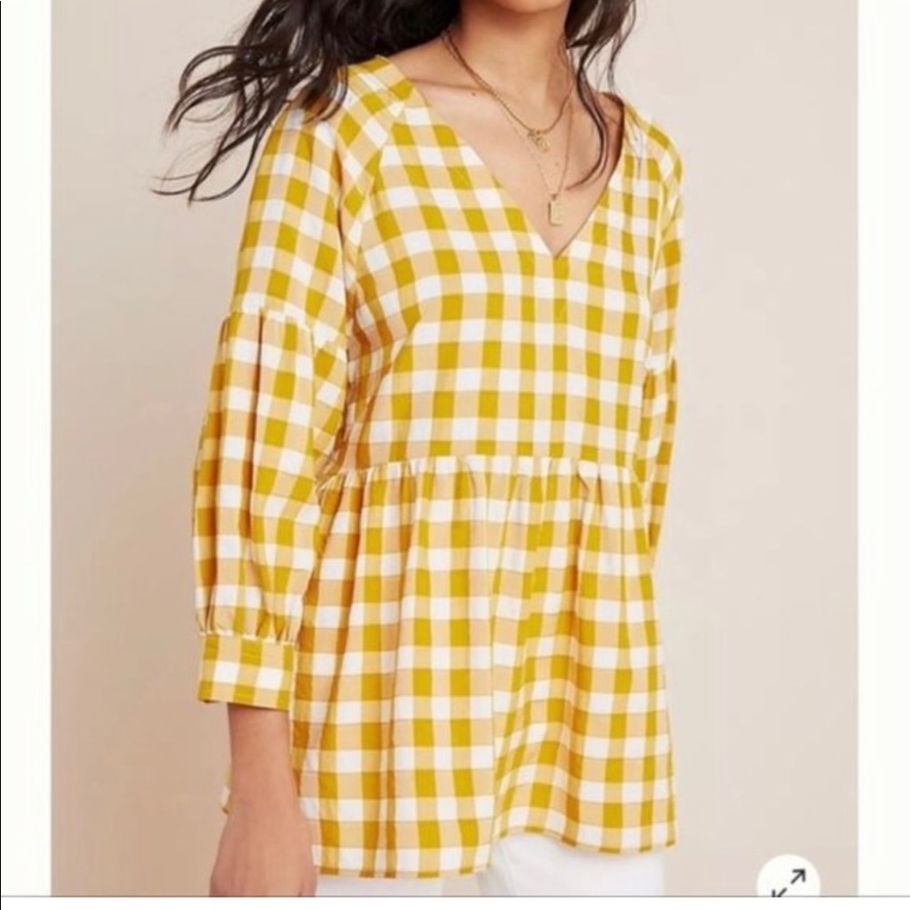 Maeve by Anthropologie- mustard yellow gingham tunic-small- never worn